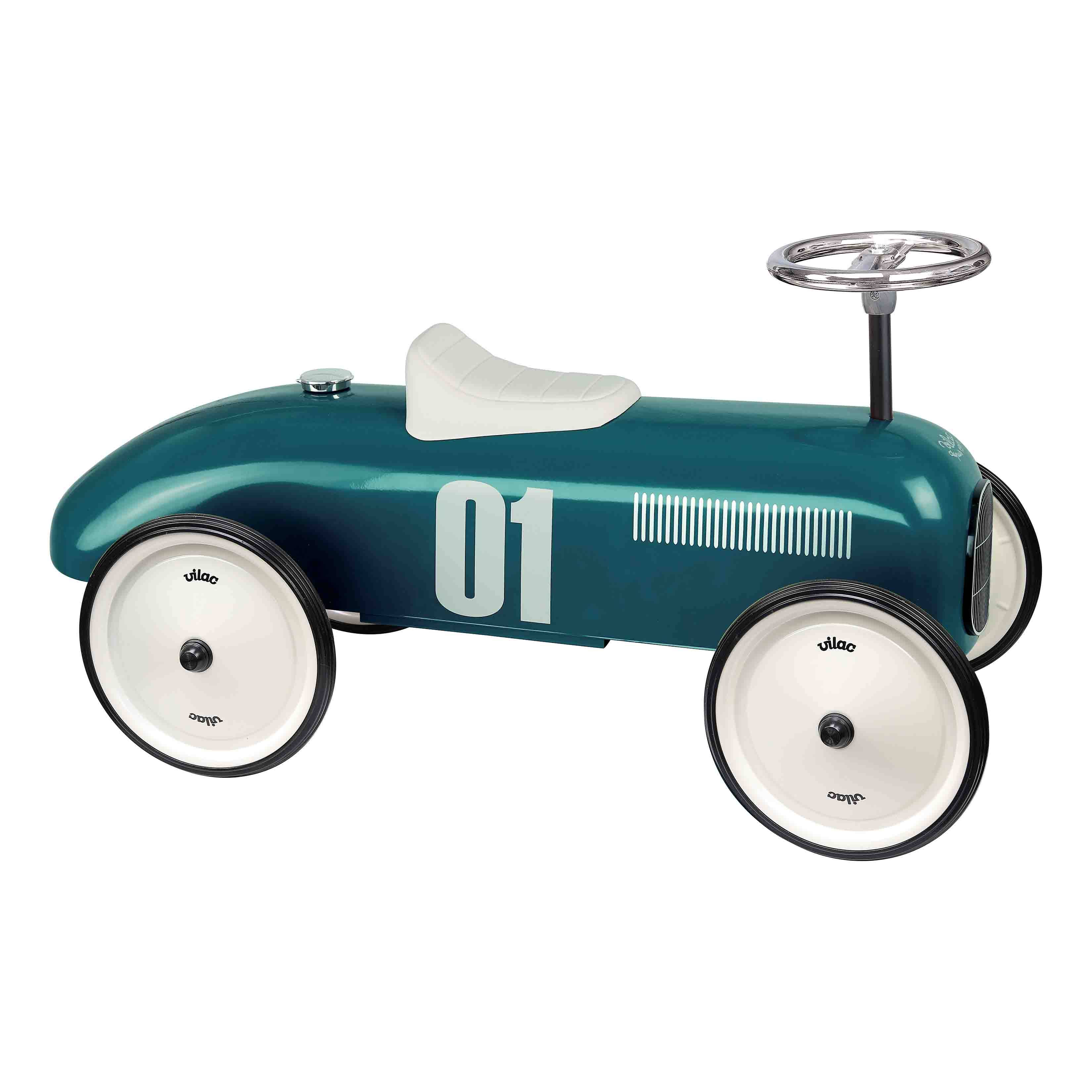 Hippychick – wholesale Toy car/truck – Child – Vilal Metal Petrol Blue Ride-On Car Vintage Style1