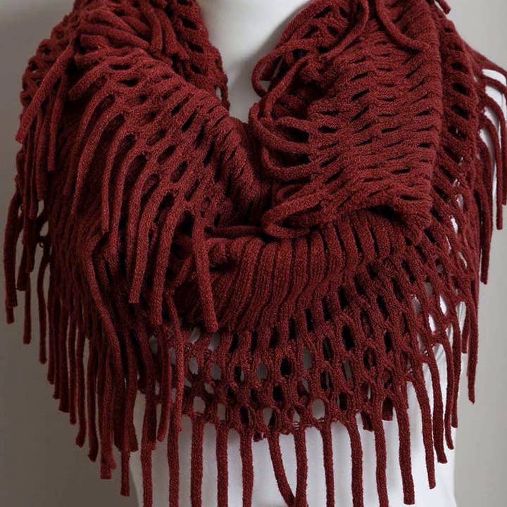 Leto Accessories – wholesale Scarf – Women's – Tassel Fringe Knit Infinity Scarf – Cozy & Stylish 🧣