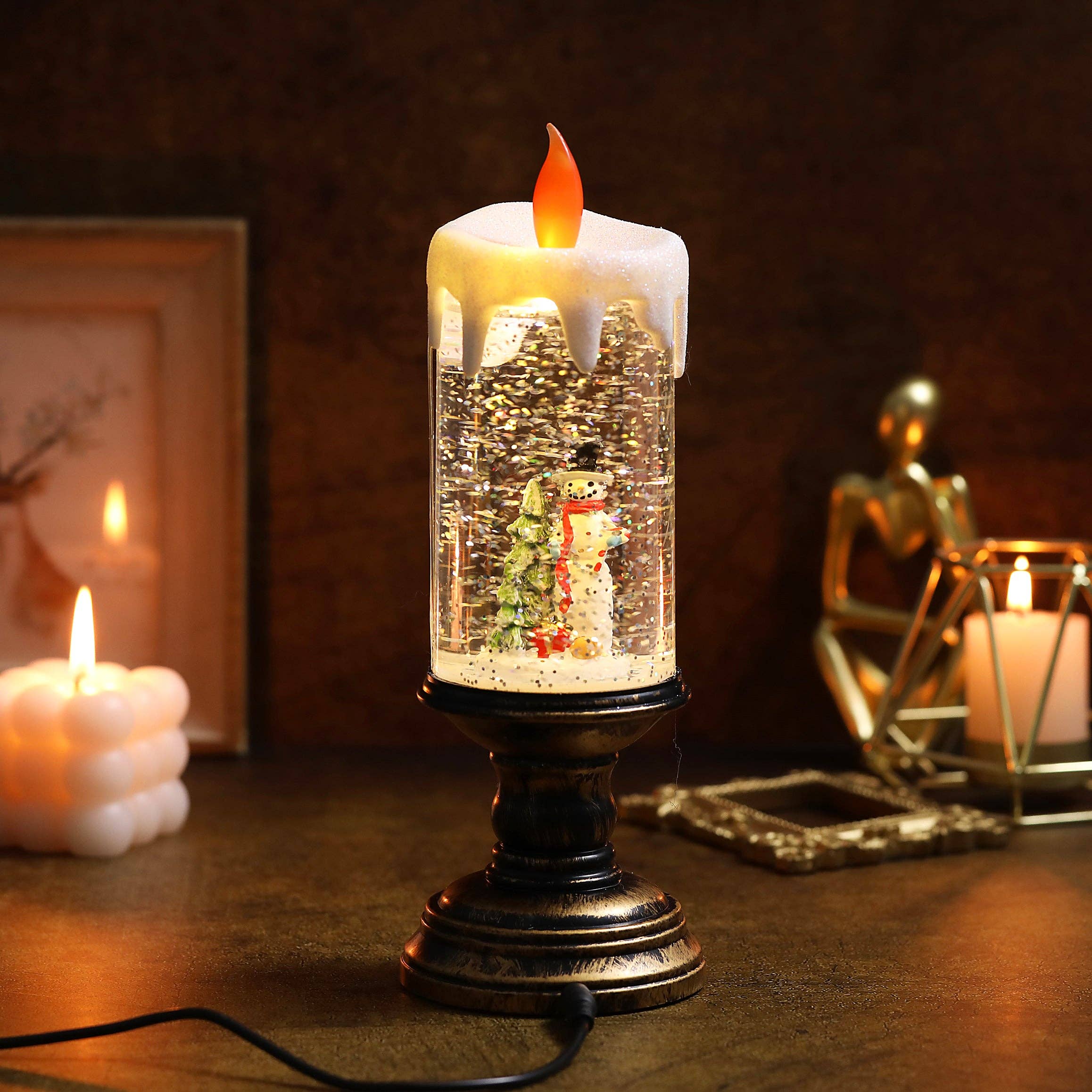 SINT - Wholesale Christmas Decoration - SINT Christmas Musical Snow Globe Candlestick Lantern19