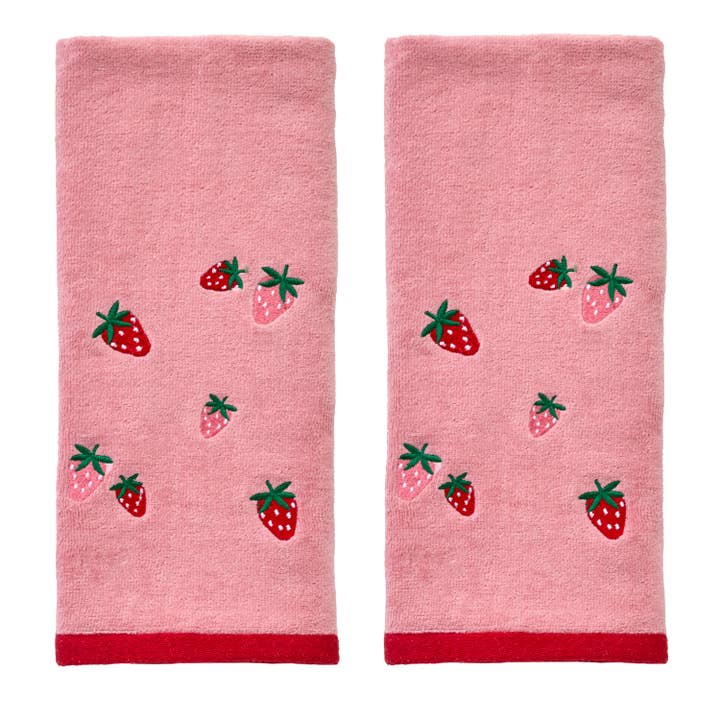 Strawberry Toss 2-Piece Hand Towel Set, Pink for wholesale by SKL HOME
