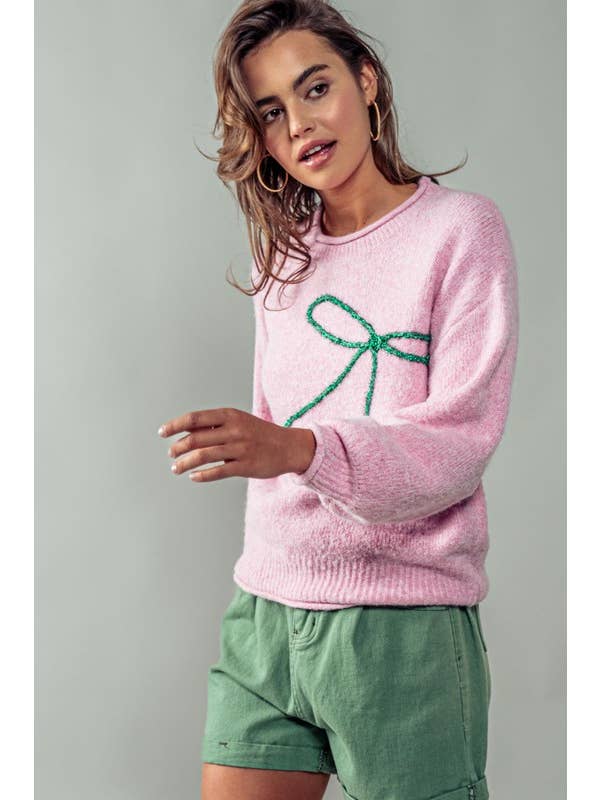 Heyday - Wholesale Knit Sweater - Women's - Bow Charm Knit Sweater4