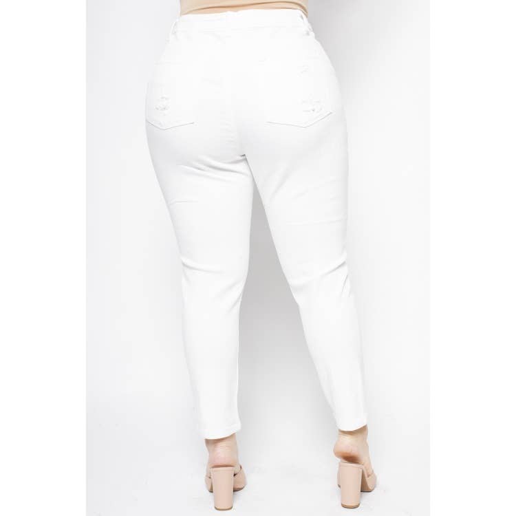 Bianco JEANS SKINNY ALLA CAVIGLIA TAGLIE FORTI in vendita all'ingrosso su Faire1