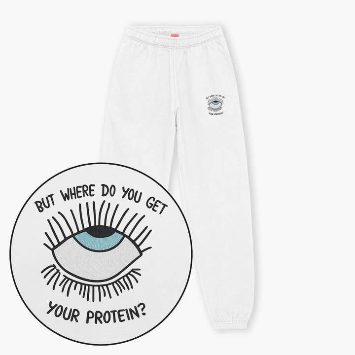 Pantalones Joggers Bordados con Ojos en Blanco (Unisex) para venta al por mayor de SassySpud
