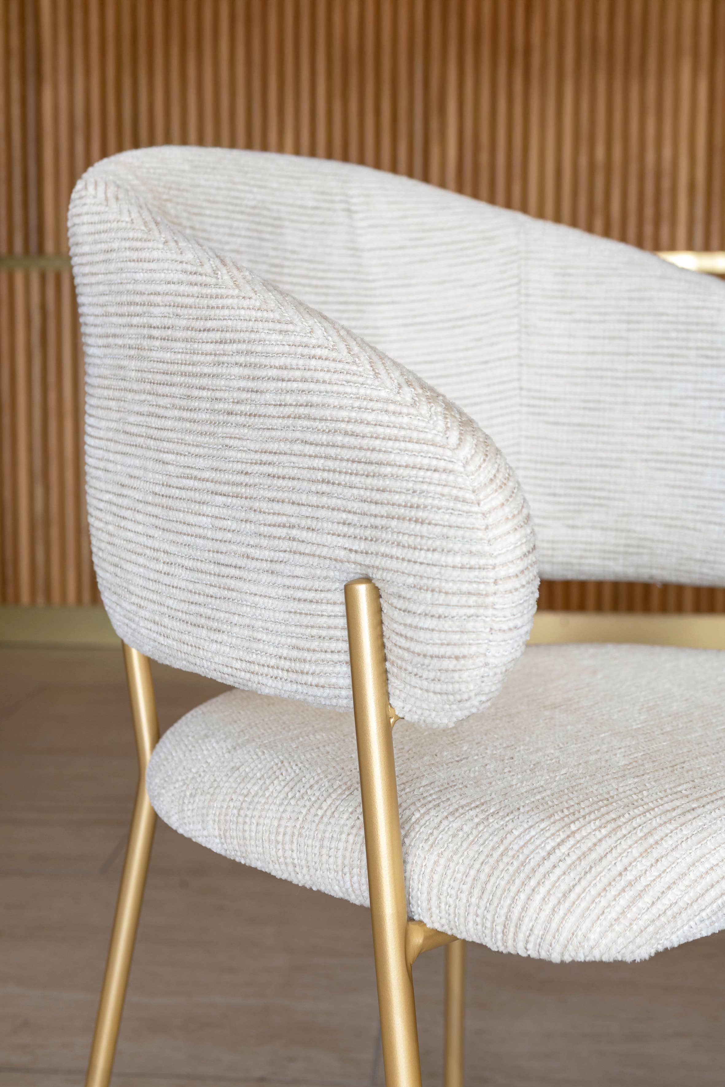 Now's Home - Wholesale Chair - SET OF 2 TWEED ECRU TABLE CHAIRS WITH BLACK METAL LEGS EROS3