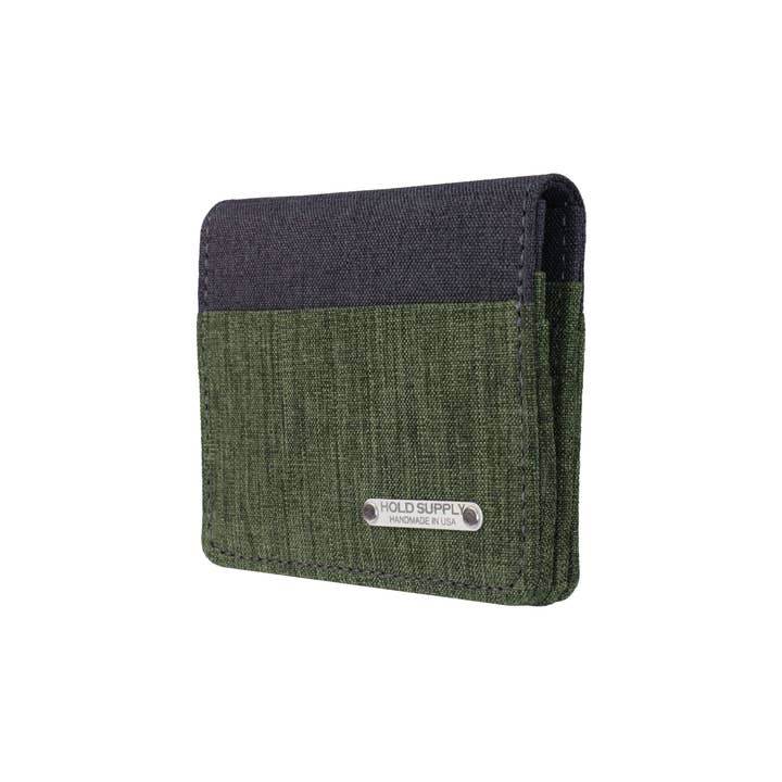 HOLD SUPPLY - Wholesale Wallet - Men's - Green and Gray Canvas Vertical Bifold Card & Cash Wallet3