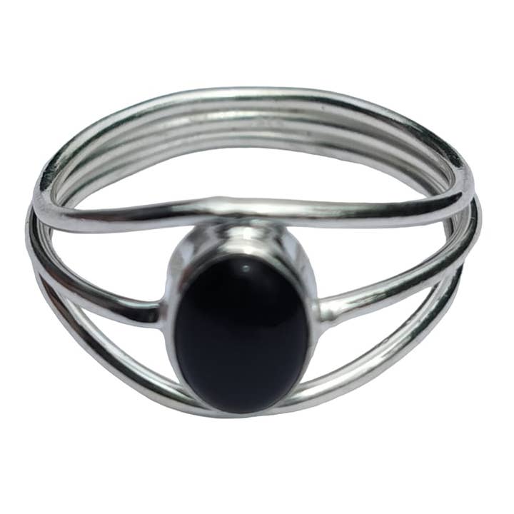 Anillo de plata 925 con piedra natal de diciembre de ónix negro auténtico para venta al por mayor de SILVER CAVE