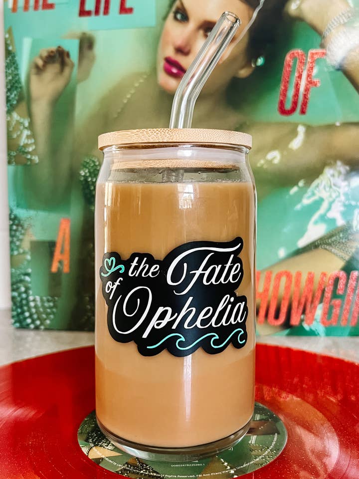 The Fate of Ophelia Taylor Swift Glass Cup w/ Lid & Straw for wholesale by Love Her Work