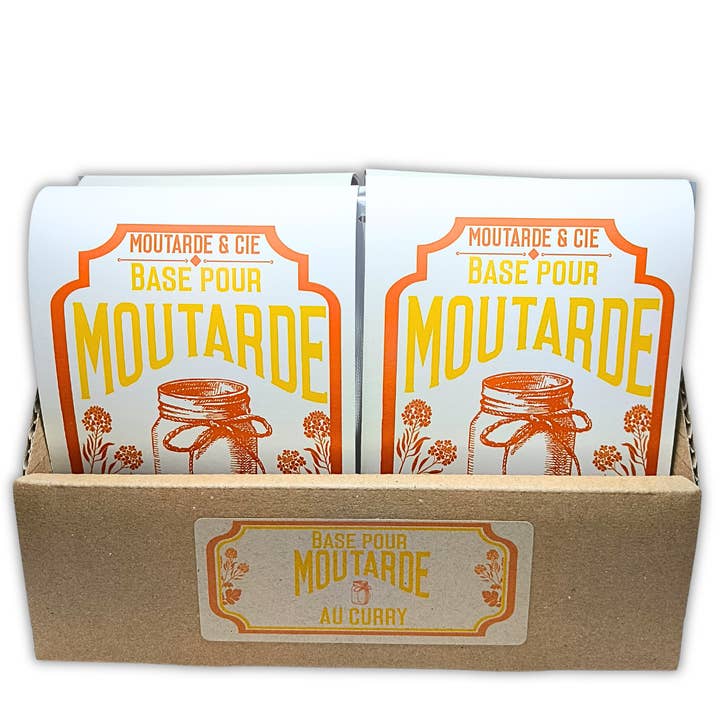 Hausgemachter Curry-Senf | Packung mit 12 Beuteln à 50g für den Großhandel von Moutarde&Cie
