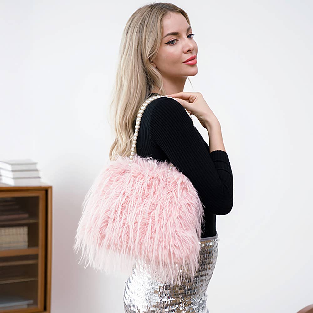 Sensibling Corp. - Wholesale Schoudertas - Dames - Fluffy Fuzzy Imitatiebont Schoudertas met Parelriem3