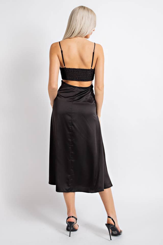 Edit by Nine - Wholesale Dress - Women's - Td2368 Satin Back Cutout Maxi Dress W/ Shoulder Straps