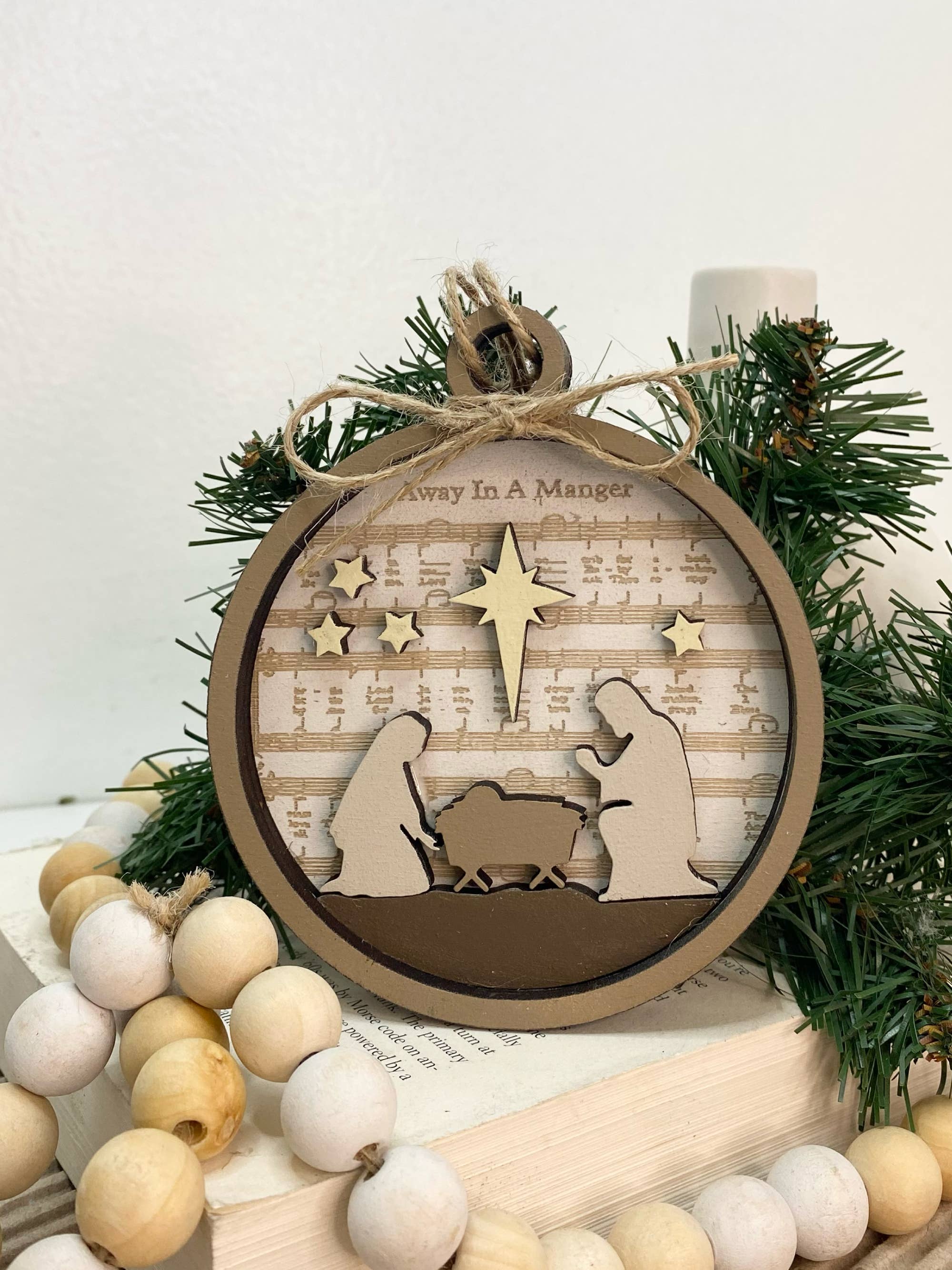Pine Designs - Wholesale Ornament - Away in the Manger Ornament or Gift Tag2
