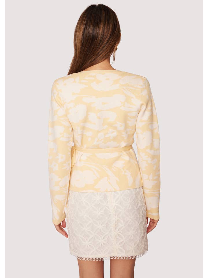 BUTTER YELLOW Aurora Bliss Wrap Top - Spring Floral Knit Wrap for wholesale on Faire