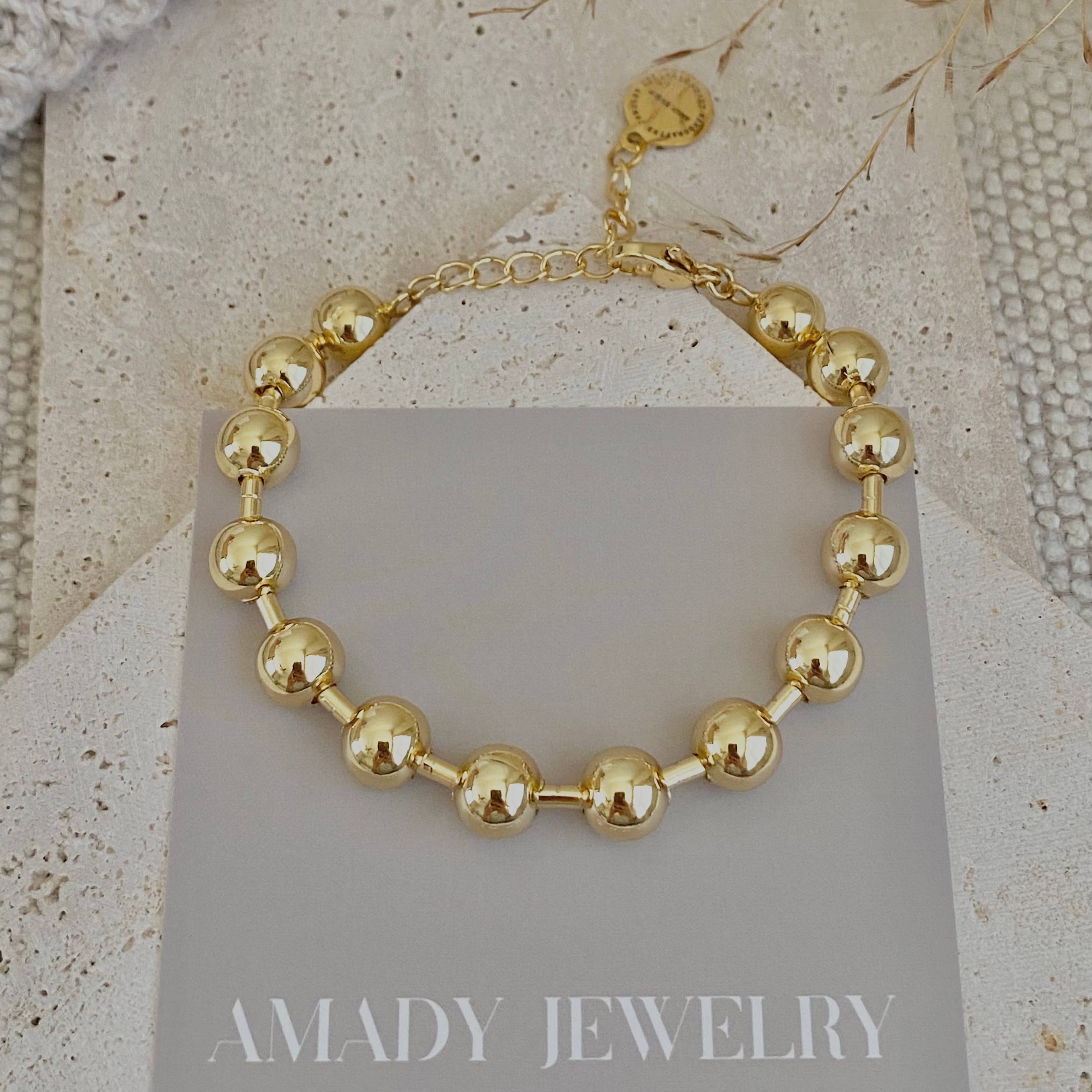 Amady Jewelry - Wholesale Link & Chain Bracelet - Military Satellite Chain Beaded Bracelet 18k Gold Filled5