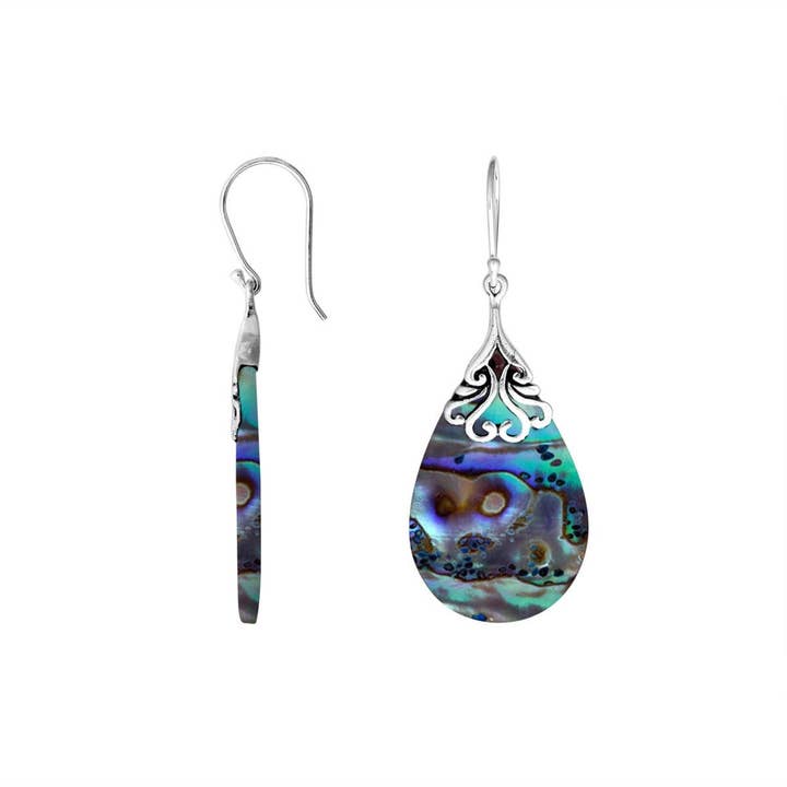 Bali Designs - Wholesale Dangle Earrings - AE-1075-AB Sterling Silver Pears Shape Earring With Abalone Shell
