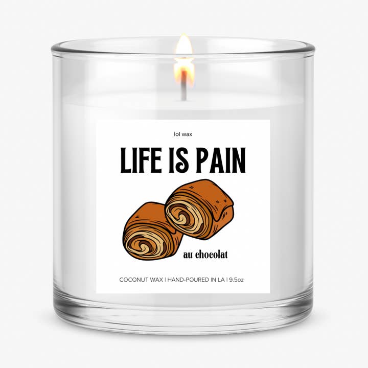 LIFE IS PAIN... au chocolat, candle for wholesale by lolwax