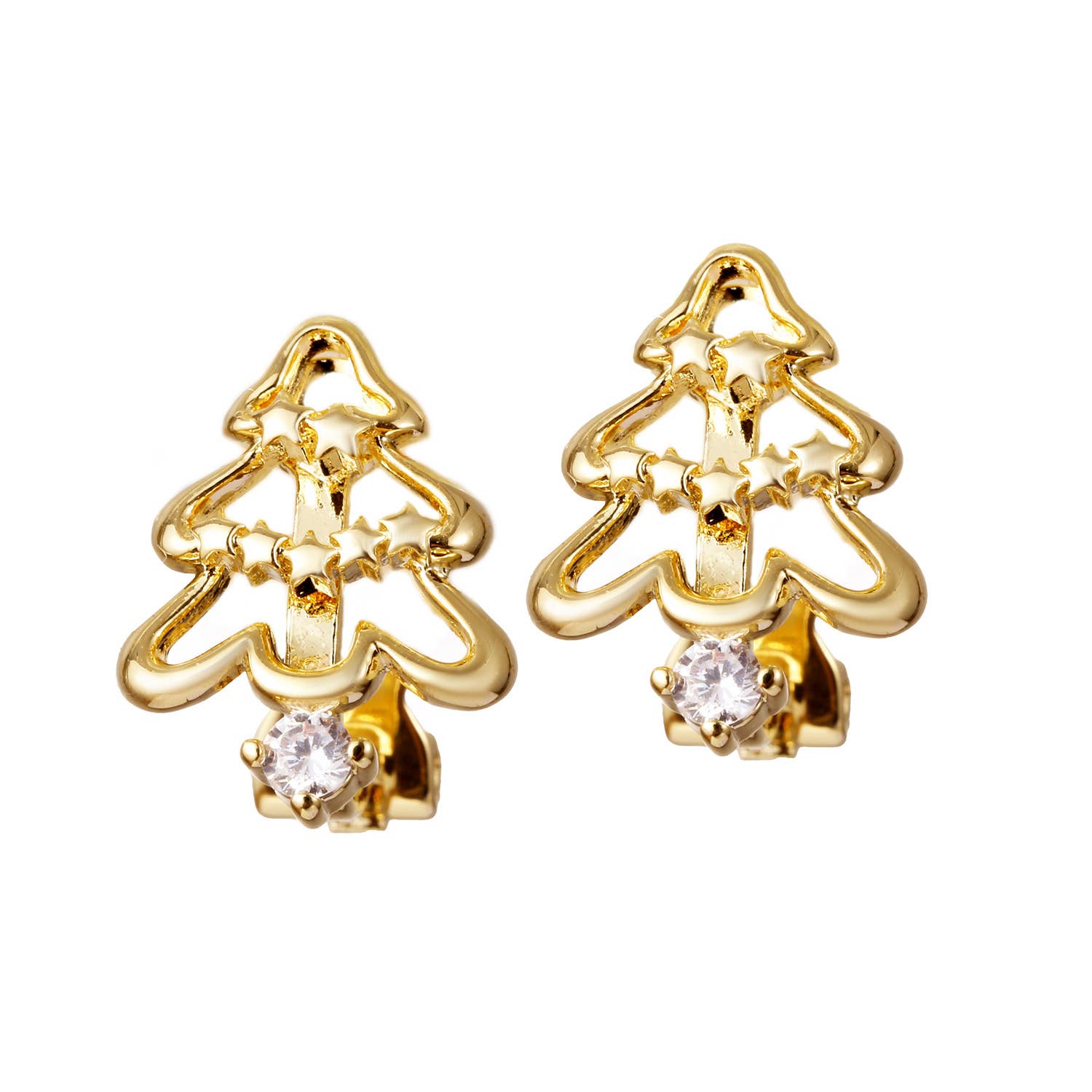 Snazzy Santa - Wholesale Clip-On Earrings - Christmas Clip-on Earrings "Golden X-mas Trees"0