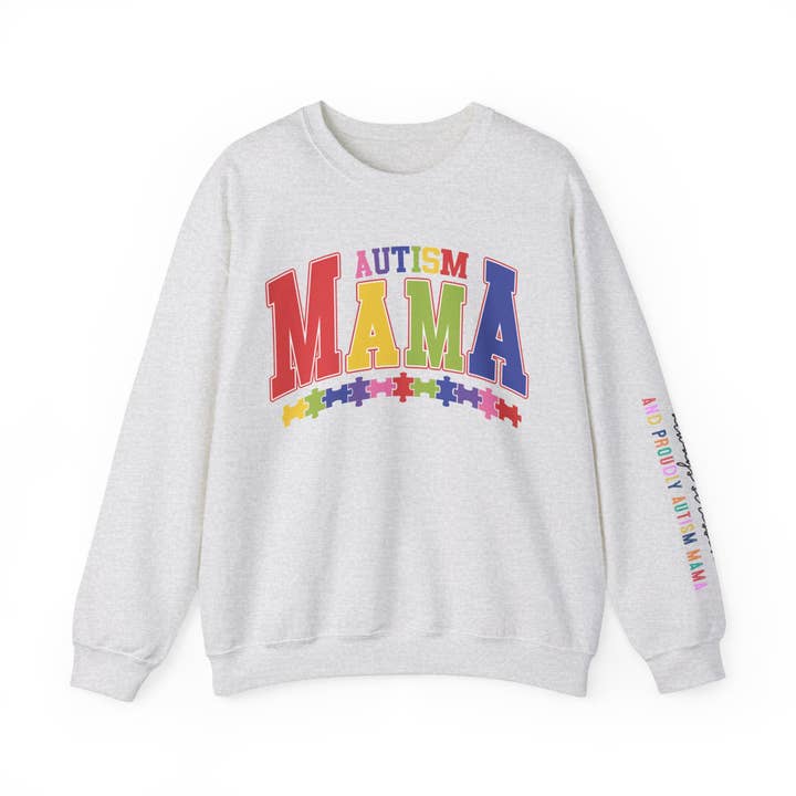 trots autisme mama Unisex Heavy Blend™ Crewneck Sweatshirt voor wholesale door Apparel Crush