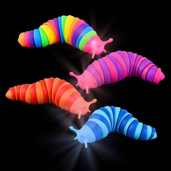 Holiday Farm - Wholesale Fidget Toy - Kids - Light-Up Wiggle Sensory Fidget Slug Kids Toy- In Bulk2