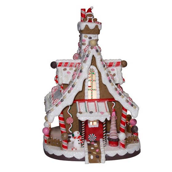 12"LIGHTED GINGERBREAD HOUSE W/CORD for wholesale by Kurt S. Adler, Inc.