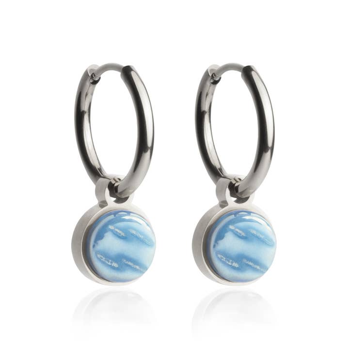 Mix & Match Creolen mit Anhänger • Silber / Azurblau • 16 mm für den Großhandel von ALEXASCHA