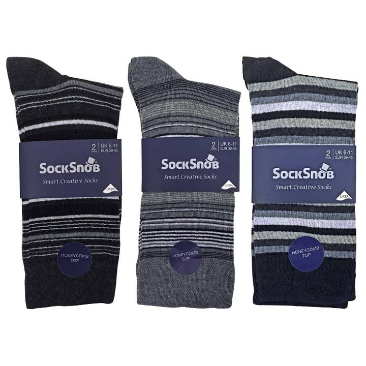 Pontivia Commerce – wholesale Socks – Men's – Mens 6 pack colourful striped patterned dress cotton socks3