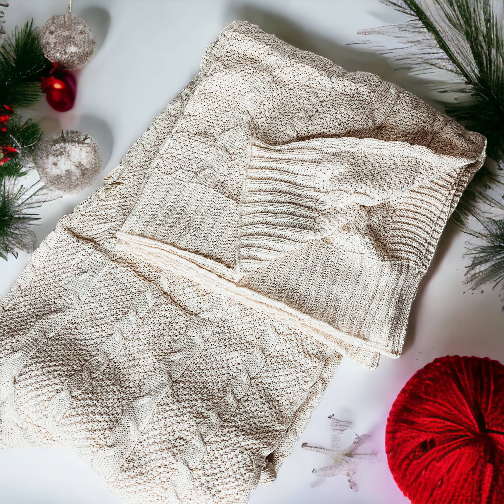 Gia Roma - Venta al por mayor Mantas de sofá - Manta vegana de algodón neutro, tipo suéter color marfil28