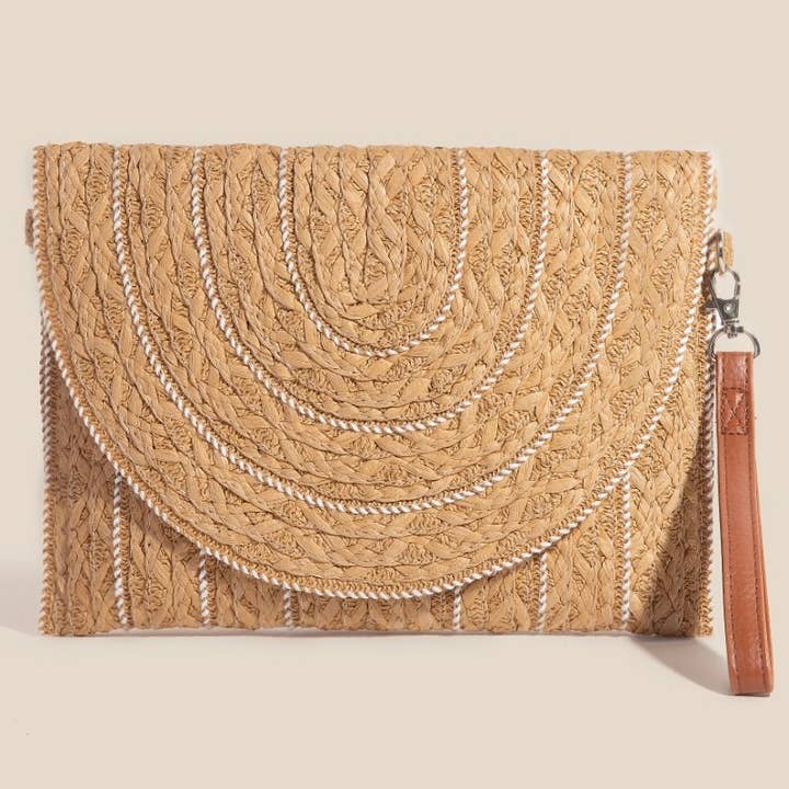 Sac bandoulière enveloppe en paille tressée pour la vente par Anarchy Street