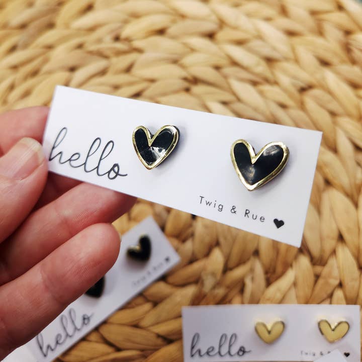 Twig & Rue boutique - Vendita all'ingrosso Orecchini a bottone - Borchie a forma di cuore in argilla14