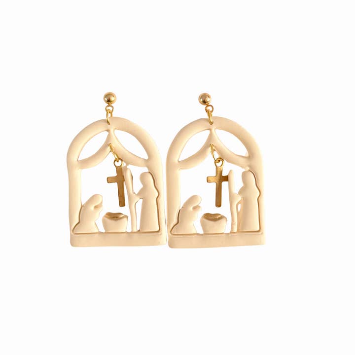 Nativity Scene Earrings | Winter, Christian, Christmas for wholesale by Sweet Tree