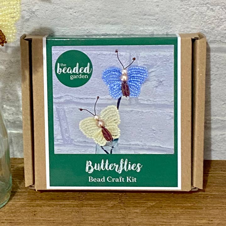 Butterflies Lemon/Blue Bead Craft Kit - A creative gift. for wholesale by The Beaded Garden