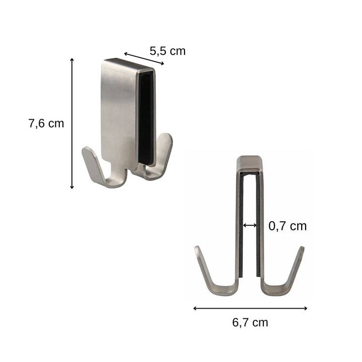Zenker - Wholesale Wall Hook - Set of 2 double hooks for shower wall in stainless steel Fackelmann Tecno2