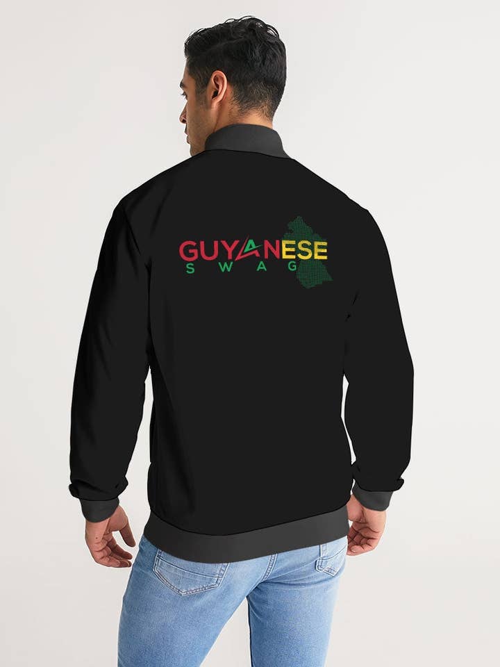 Jaqueta masculina Guyanese Swag Guyana Map com manga listrada por atacado de Guyanese Swag