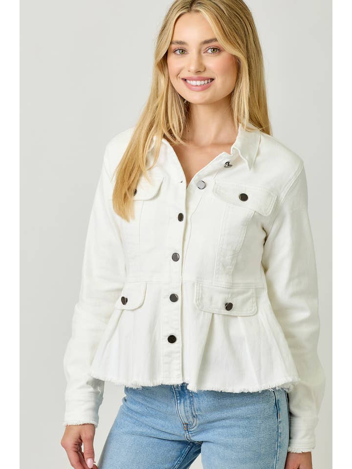 Mystree - Wholesale Denim Jacket - Women's - 60711 Washed Denim Peplum Jacket 16