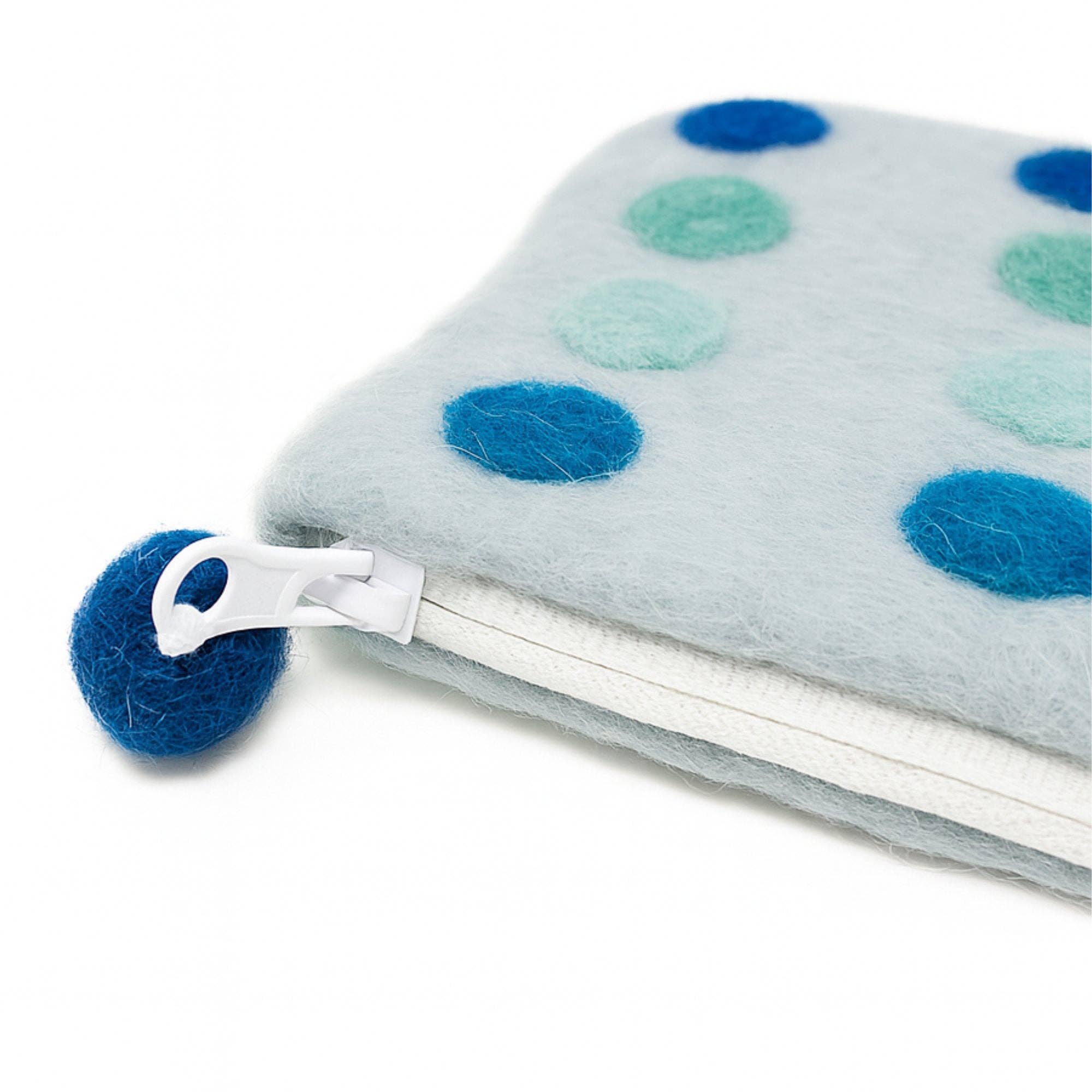 Global Crafts - Wholesale Pouch - Women's - Ocean Felt Zipper Pouch, Blue1