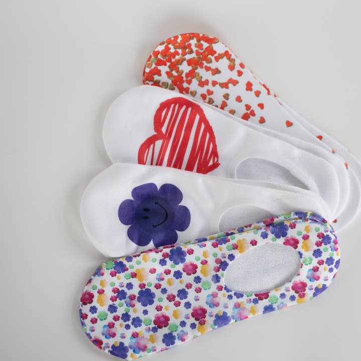 No-Show Socks Variety Pack: Valentine Hearts and Flowers for wholesale by Complete Luxury