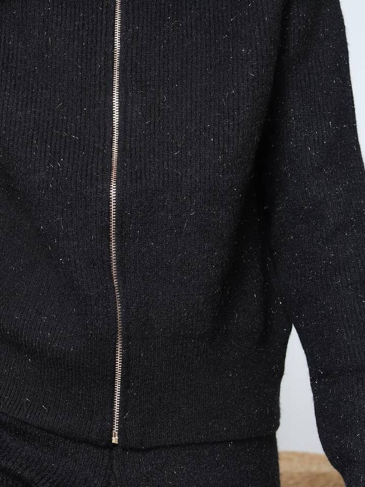 DIX-ONZE - Wholesale Top & Pant Set (NOT Loungewear) - Women's - Zipped Knit Set – Wide Collar Jacket & Straight Pants7