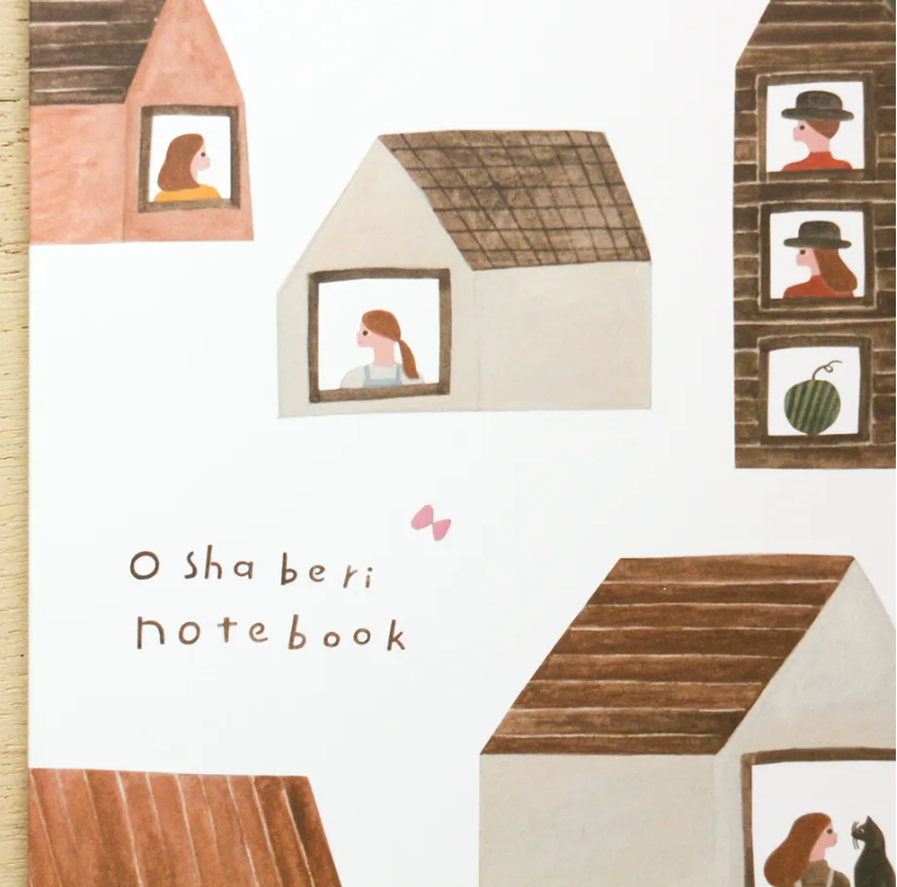 「FUNJI」In Japan - Wholesale Notebook - NECKTIE A5 Japanese Grid Notebook – Cute House Illustration1