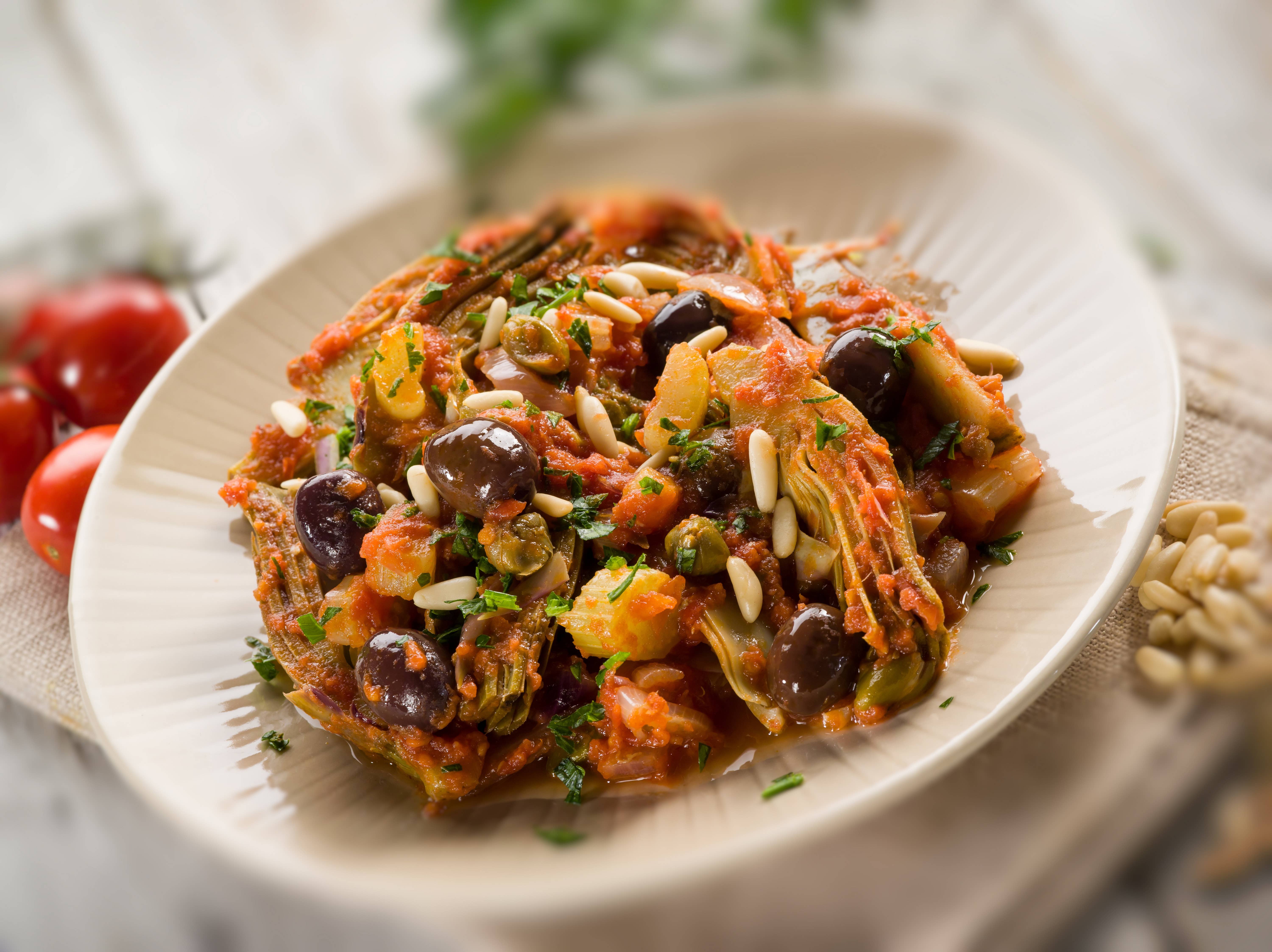 almasicily – Großhandel Pastasoße – Sizilianische Artischocke Caponata 500g Glas0