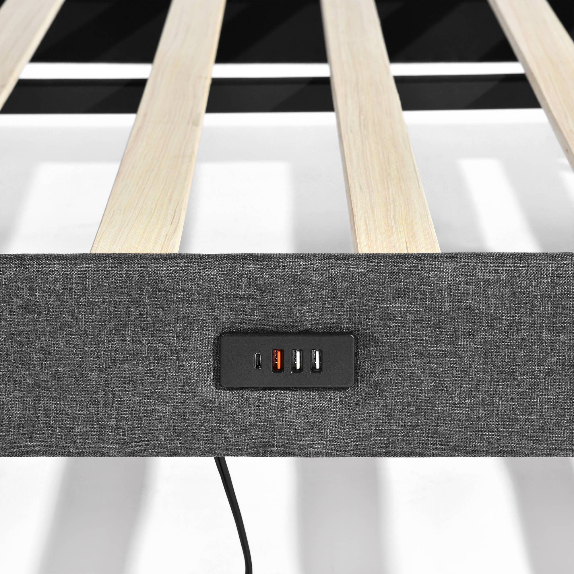 39F Inc. - Wholesale Bed - Queen Size Upholstered Platform Bed Frame w 2 Drawers &USB8