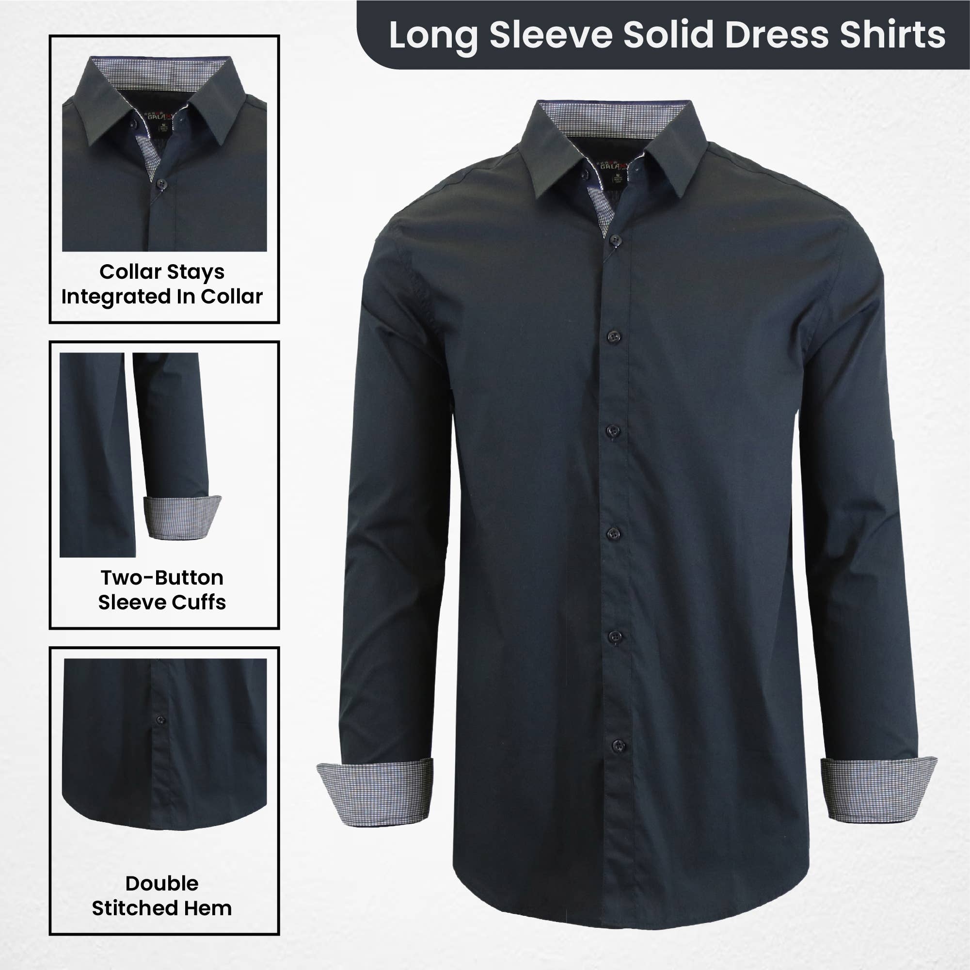 Galaxy By Harvic - Wholesale Button Down Shirt - Men's - Galaxy By Harvic Men's Long Sleeve Classic Dress Shirts 7