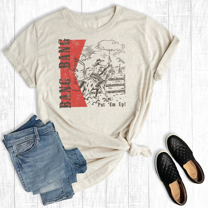 Western Bang Bang T-Shirt mit Cowboy-Grafik für den Großhandel von The Way Down South