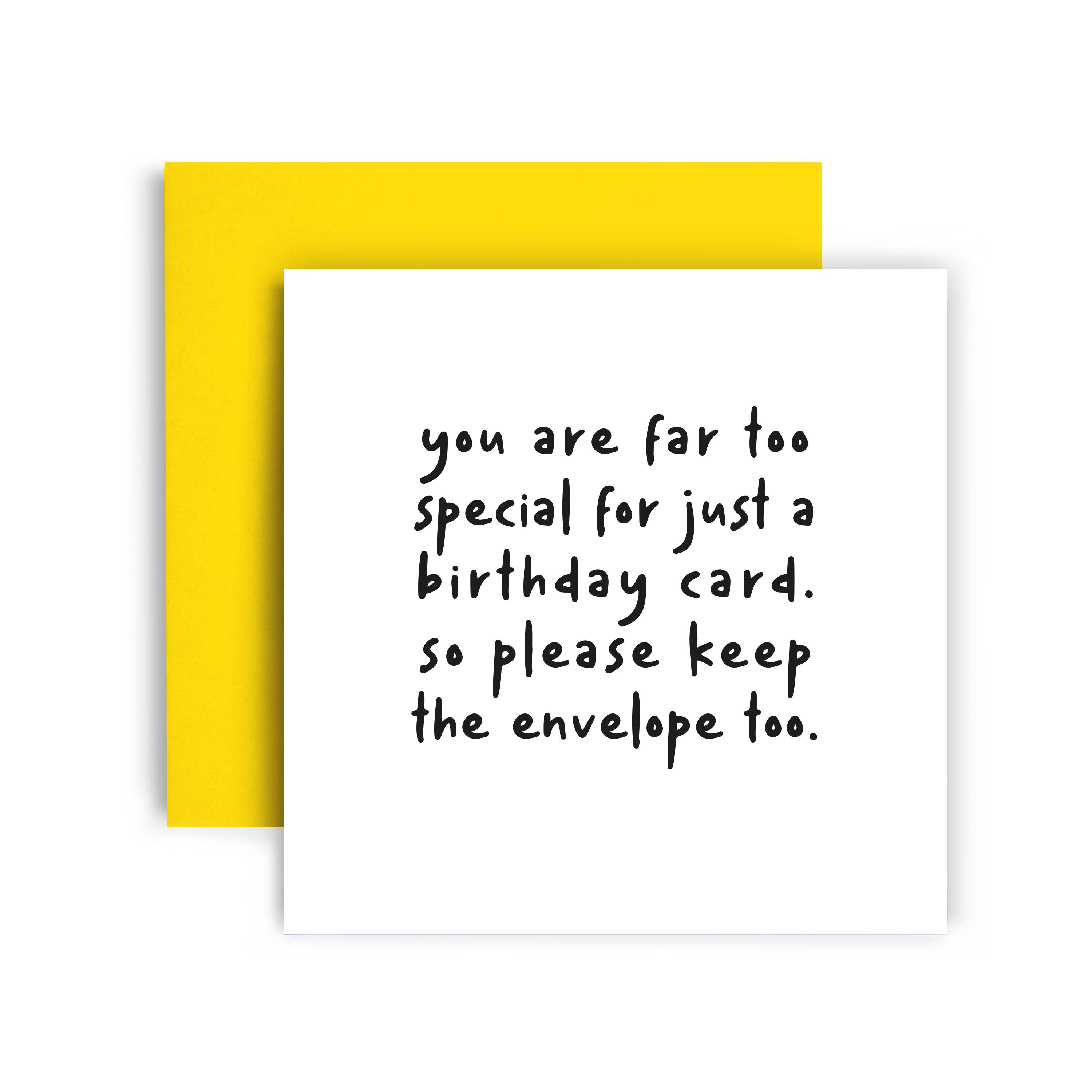Huxters – wholesale Birthday card – Keep Envelope too Funny Birthday Card