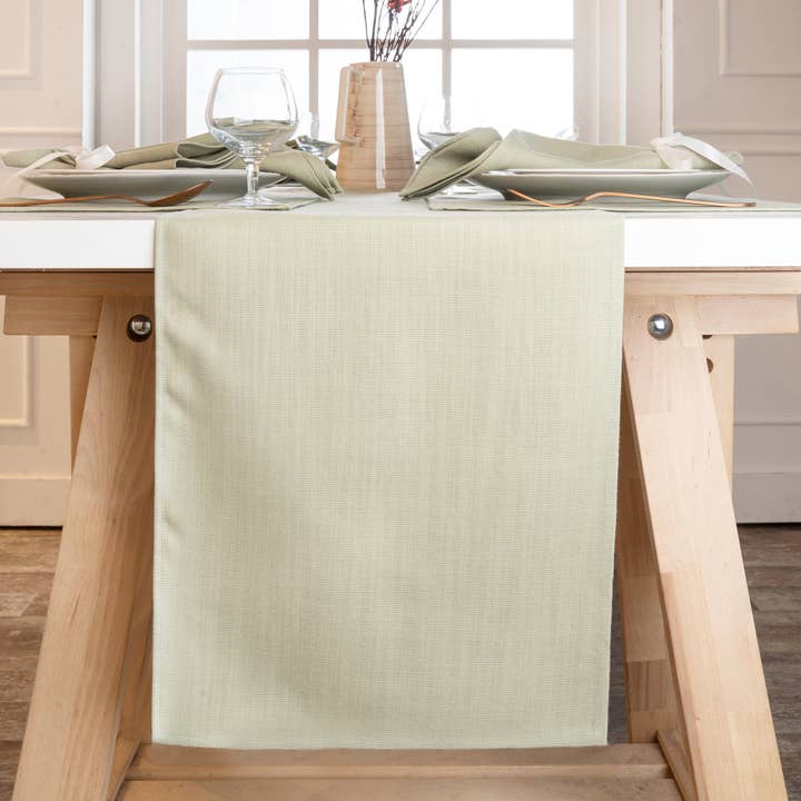Sage Green Faux Linned Bordløber - Almindelig for engroshandel hos D'Moksha