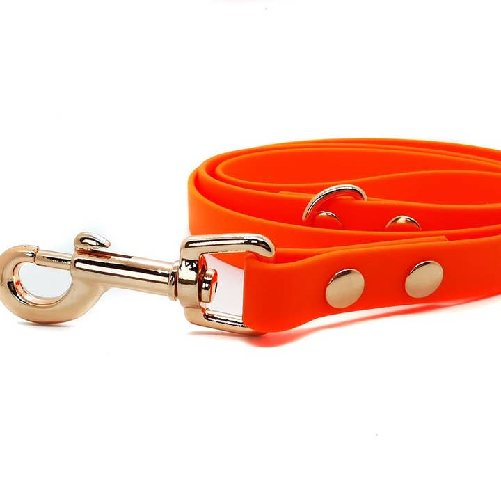 Orange Biothane Dog Lead -Metal Fittings-Handmade for wholesale by Pet Pooch Boutique