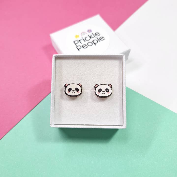 Prickle People - Wholesale Stud/Post Earrings - Panda Stud Earrings - Handmade Eco Wood5