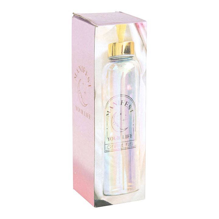 Something Different Wholesale - Wholesale Water Bottle - Manifest Your Life Iridescent Glass Water Bottle4