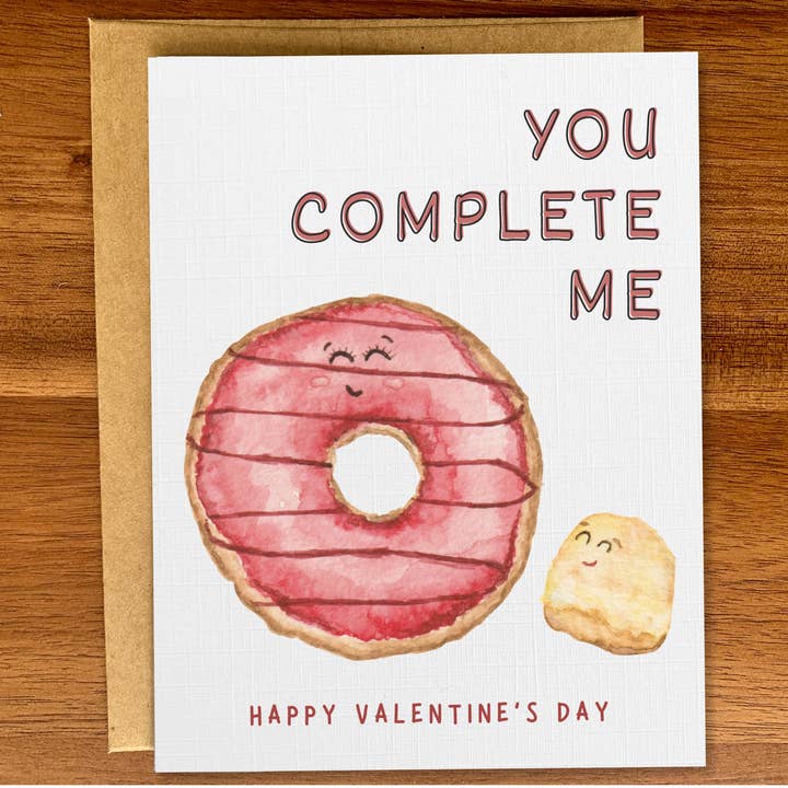 Carte de Saint-Valentin avec un mignon donut rose, Jeu de mots sucré pour la Saint-Valentin pour la vente par Pink Hill Press