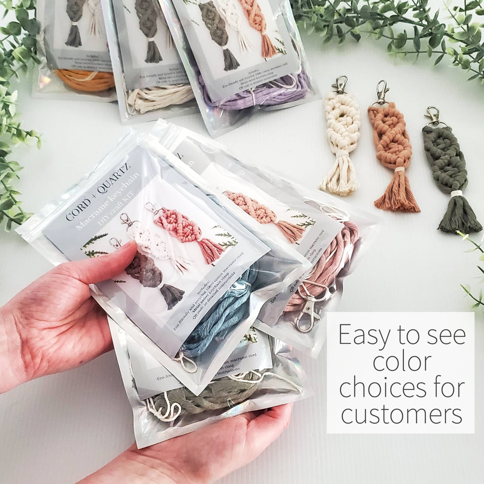 Cord + Quartz - Wholesale DIY Craft Kit - Macrame keychain DIY craft KIT.1