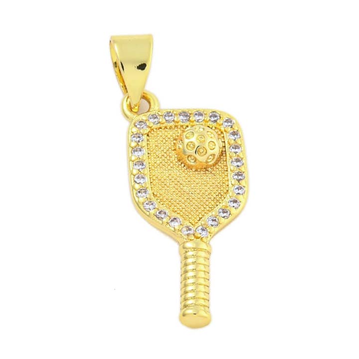 *Ciondolo Pickleball in Oro CZ per la vendita all'ingrosso da parte di The Charm Bar Company