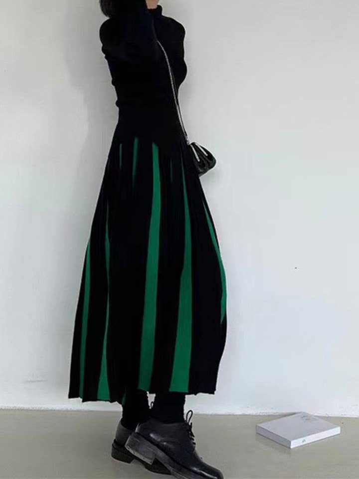 safistyle - Wholesale Skirt - Women's - Pleated Colorblock Wide-Leg Maxi Skirt2